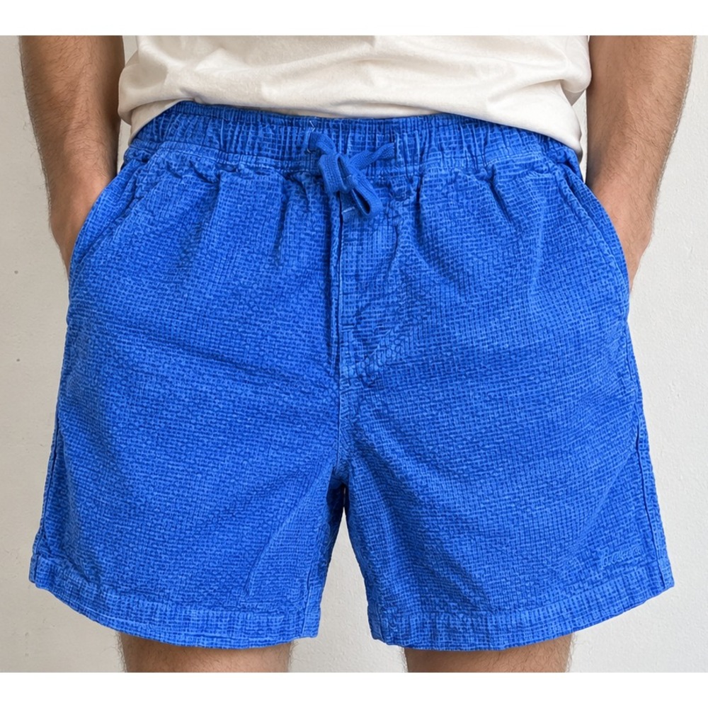 Katin Ward Shorts Mens S Blue Waffle Corduroy Drawstring Surf Beach Resort Vaca